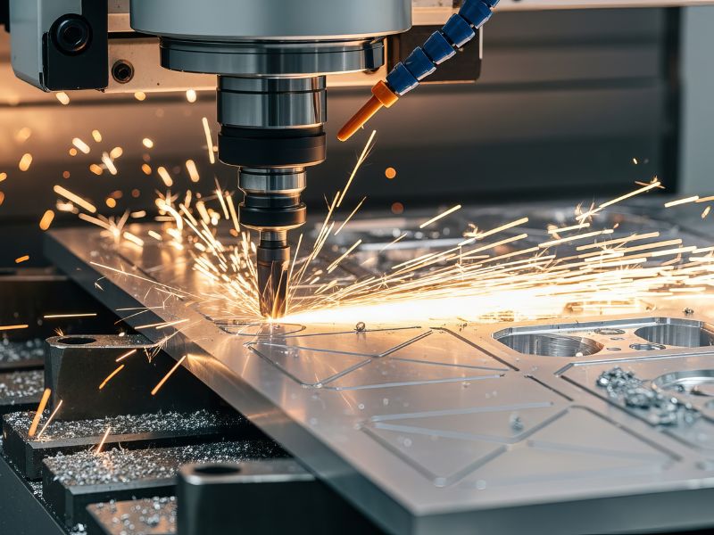 Centro CNC mecanizando una pieza de precisión