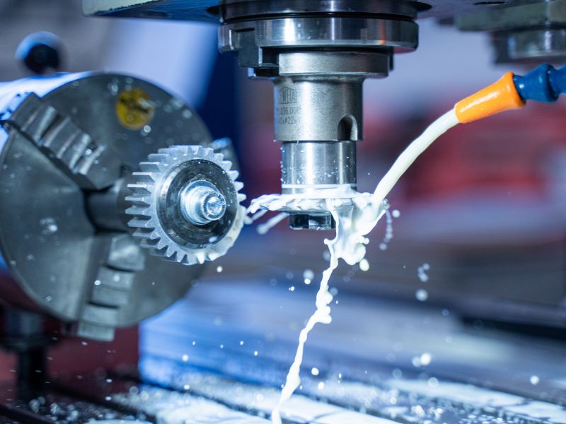 Torno CNC durante el mecanizado
